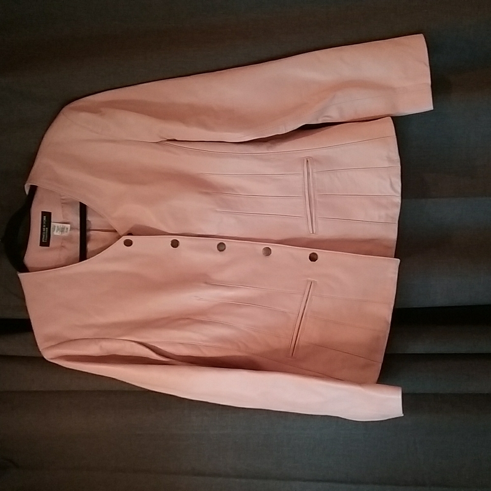 Pale pink soft genuine leather jacket